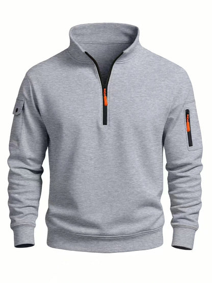 2025 autumn and winter new men's T-shirt sweatshirt casual sports casual long sleeved high neck half zipper windproof top