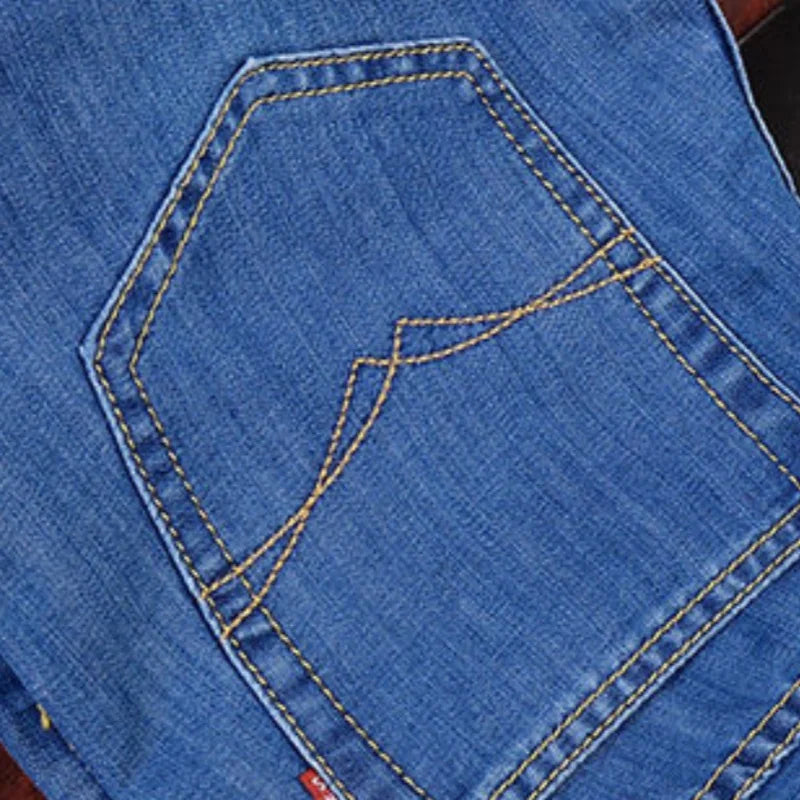 Men's jeans, casual straight leg, elastic, fashionable, classic, blue and black work denim pants, men's brand clothing