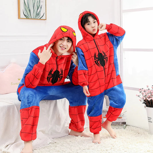 Spider Plush Onesie Pajamas for Adults  Winter Fleece Sleepwear Cool Superhero Costume Birthday Christmas Gift