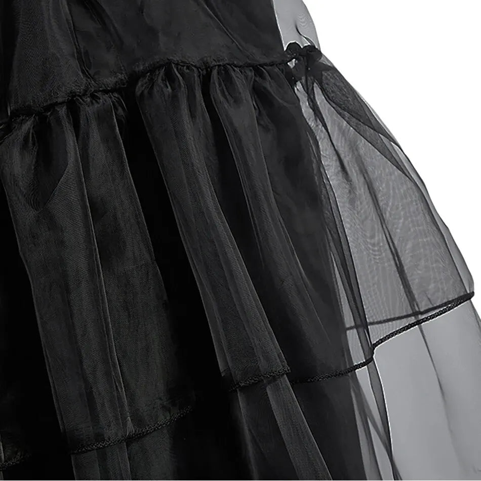 Girl Costume Kids Cosplay Black Witch Princess Dress Children Pageant Dinner Dress Girl Halloween Party Dancing Clothing