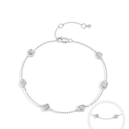 Bracelets en Moissanite à serti mixte pour femme, en argent S925, avec chaîne d'extension réglable, bijoux populaires pour fête de mariage