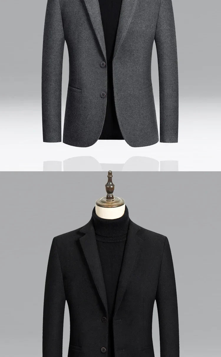 Brand Business Casual Wool Blazer Men 2026 Autumn and Winter New Solid Men Blazer Regular Fit Long Sleeve Blazers for Men