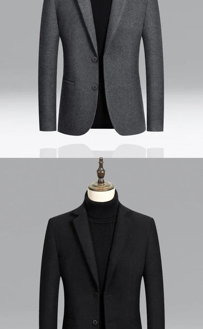 Brand Business Casual Wool Blazer Men 2026 Autumn and Winter New Solid Men Blazer Regular Fit Long Sleeve Blazers for Men