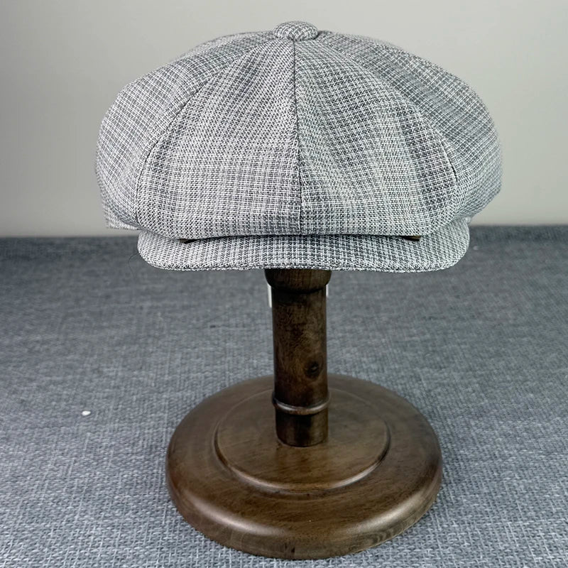 Summer Flax Newsboy Caps Breathable Octagonal Hat Men Women Berets Thin Casual Painter Caps Hats for Men