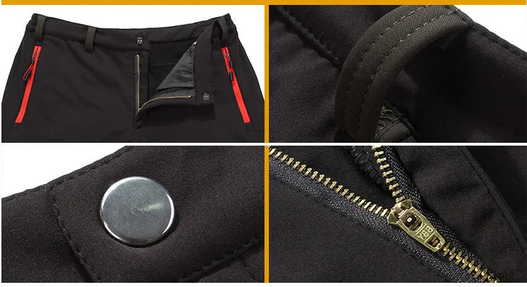 Men Trekking Pants Hiking Snow Autumn Winter Outdoor Soft Shell Thick Cloth Windproof Colorful Warm Camping Trousers