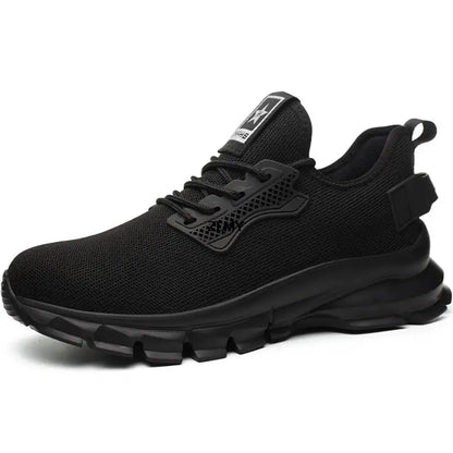 Black Safety Shoes Men Steel Toe Sneakers Lightweight Puncture Proof Work Safety Boots Man Breathable Working Shoes Anti-smash