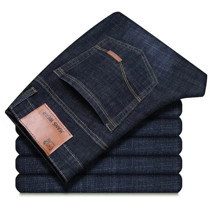2025 New Business Men's Jeans Casual Comfortable Straight Stretch Fashion Classic Premium Blue Black Denim Pants Large Pants