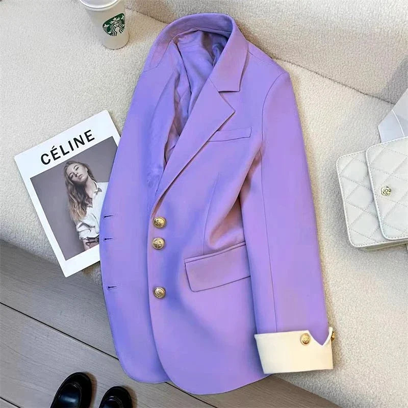 2025 Fashion Ladies Blazer Women Coat Spring Autumn Green Black Khaki Long Sleeve Female Business Work Wear  Formal Jacket