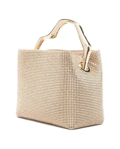 Luxury Satin Bucket Bag Women's Handbag Crystal Shiny Rhinestone Diamond Evening Bag Wedding Party Clutch Purse Crossbody Bag