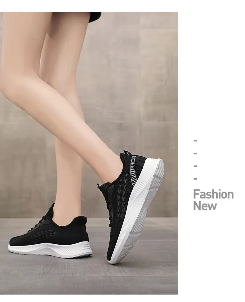 Women's Breathable Mesh Sneakers Platform Sole Korean Style Spring Casual Sports Shoe Plus Size Orthopedic  Height Walking Shoes
