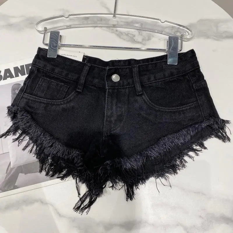 Denim Shorts Women High Street Hotsweet Casual Low Waist Raw Edges Holes A-line Korean Style Y2k Spicy Girls Summer Shorts