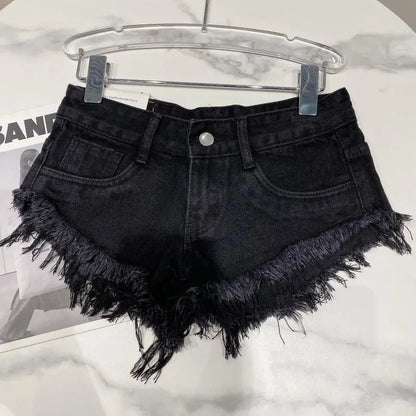 Denim Shorts Women High Street Hotsweet Casual Low Waist Raw Edges Holes A-line Korean Style Y2k Spicy Girls Summer Shorts