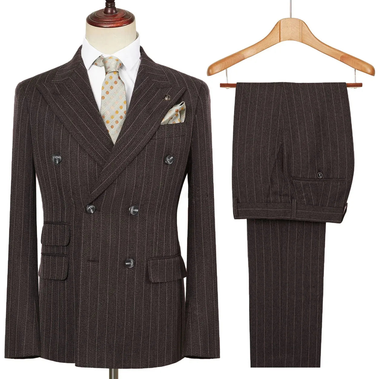 Vintage Winter Tweed Suits High-Quality Striped Tweed Men Suits Design Costume Homme Smart Business Formal Wedding Suit 2 Pieces