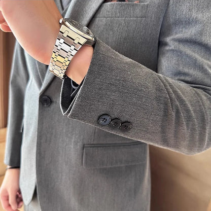 S-7XL Jacket Vest Pants Luxury Elasticity Boutique Fashion Men's Solid Color Casual Business Suit 3-piece Sets Groom Wedding