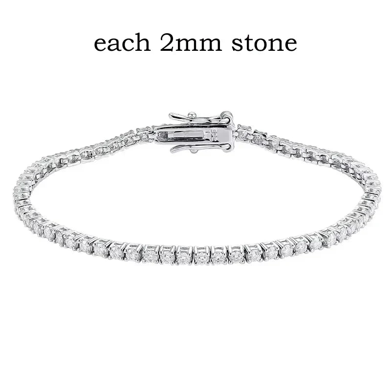 2-6.5mm Real Moissanite Tennis Bracelet for Women Christmas Gift Platinum Plated 100% 925 Sterling Silver Wedding Jewelry