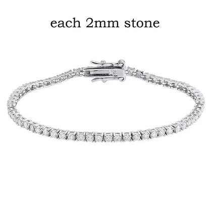 2-6.5mm Real Moissanite Tennis Bracelet for Women Christmas Gift Platinum Plated 100% 925 Sterling Silver Wedding Jewelry