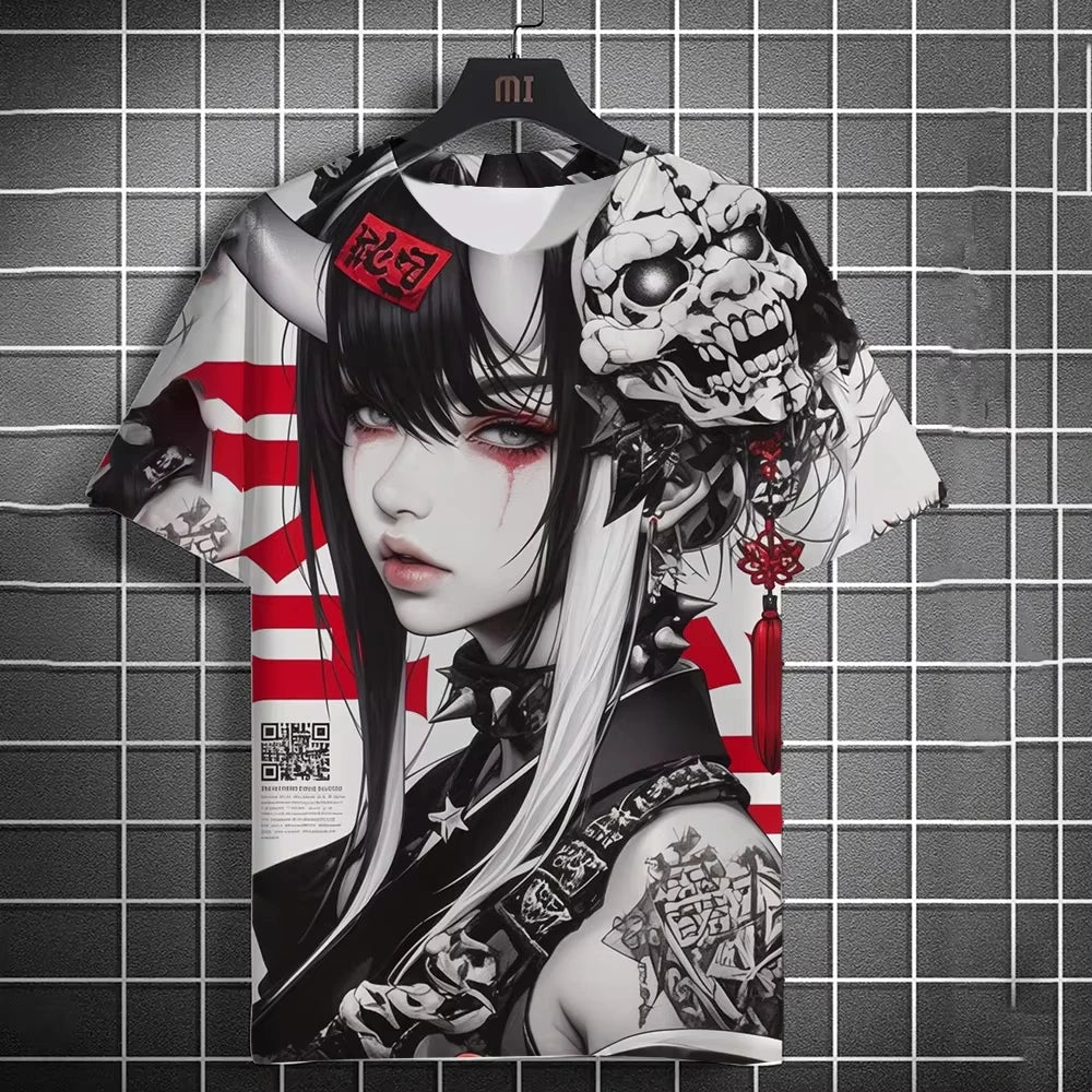 Japanese Anime Girl 3D Print Sports Breathable Men T Shirt Harajuku Kawaii Y2K Casual Street Short Sleeve Fashion Top
