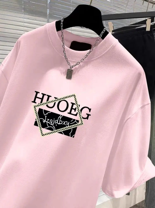 Women's Clothing European Style Pure Cotton Short Sleeve T-shirt Summer Casual Loose O-neck Printing Top Tee Lady Basic Pullover