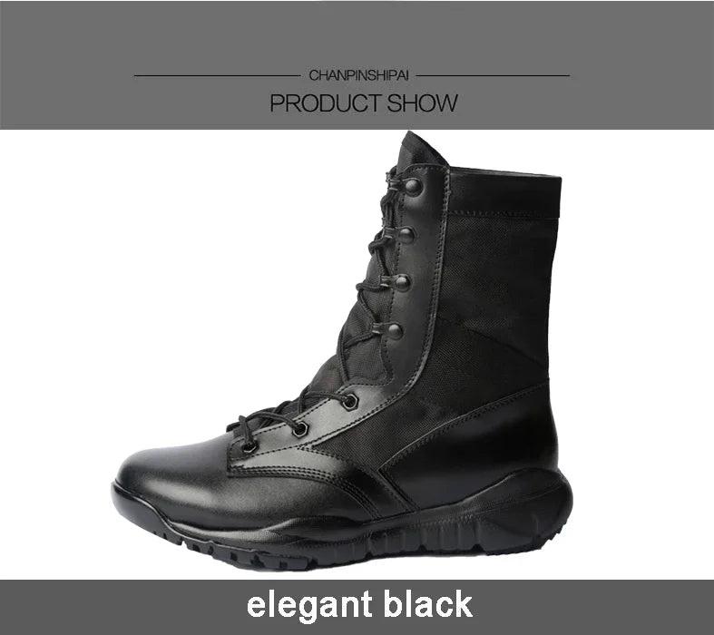 Men Ankle Work Boots Combat Shoes Super Light Tactics Boots Desert Shoes Breathable Boots Black High Top Men's Shoes