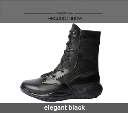 Men Ankle Work Boots Combat Shoes Super Light Tactics Boots Desert Shoes Breathable Boots Black High Top Men's Shoes