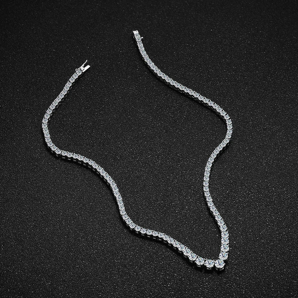 Luxury V-shaped All Moissanite Diamond Tennis Necklace Certified For Women 925 Sterling Silver Choker Bride Collarbone Necklaces
