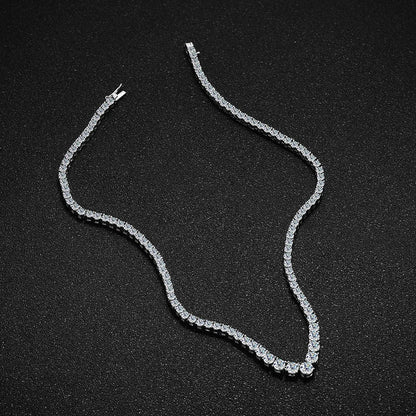 Luxury V-shaped All Moissanite Diamond Tennis Necklace Certified For Women 925 Sterling Silver Choker Bride Collarbone Necklaces