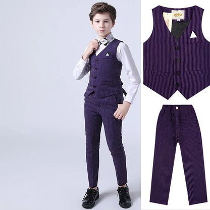 Boys Summer Wedding Suit Kids 1Year Birthday Vest Pants 2PCS Formal Suit Child Party Ceremony Costume Teenager Photography Suit
