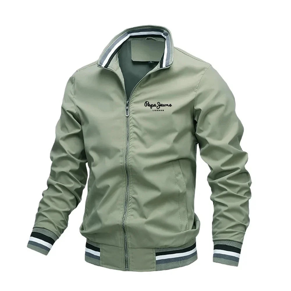 New Spring and Autumn Men's Stand Collar Casual Zipper Jacket Outdoor Sports Coat Windbreaker Jacket for Men Waterproof Bomber