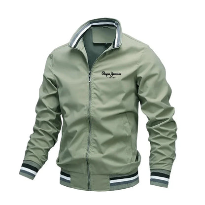 New Spring and Autumn Men's Stand Collar Casual Zipper Jacket Outdoor Sports Coat Windbreaker Jacket for Men Waterproof Bomber