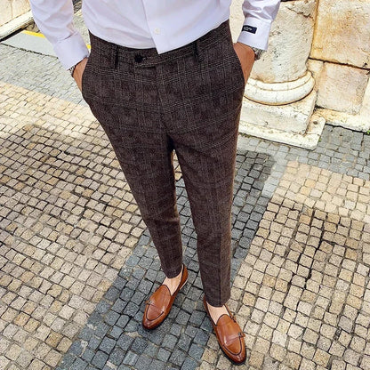 Men's Suit 3 Piece, Business Casual Jacket Vest with Trousers, Gray Dark Brown Slim Fit Suit, Asian Size M-5XL