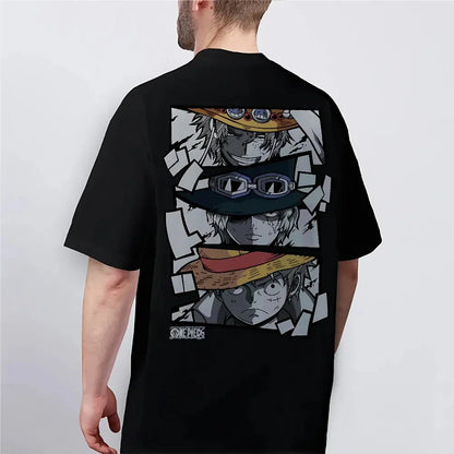 One Piece Men's Women's T-shirt Monkey D. Luffy Portgas D. Ace Sabo Anime Summer Spring Boy's Short Sleeves Parent-child Outfits