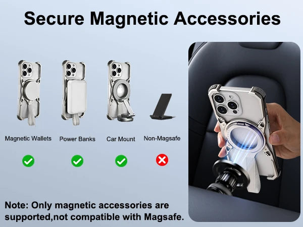 Frameless Phone Case for iPhone 16 Pro Max for MagSafe 360°Rotatable Kickstand with Lanyard Wireless Charging 16 Pro Cover