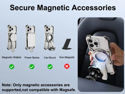 Frameless Phone Case for iPhone 16 Pro Max for MagSafe 360°Rotatable Kickstand with Lanyard Wireless Charging 16 Pro Cover