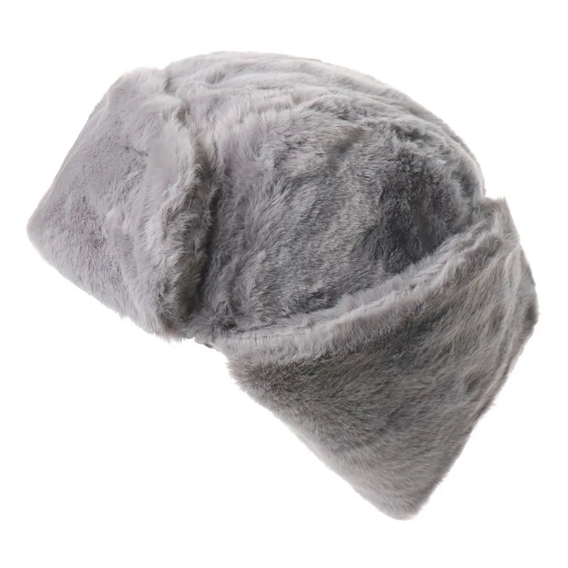 Winter Women Soviet Badge Bomber Hat Warm Faux Rabbit Fur Pilot Ushanka Windproof Thermal Earflap Hats For Men Ski Caps