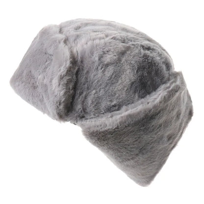 Winter Women Soviet Badge Bomber Hat Warm Faux Rabbit Fur Pilot Ushanka Windproof Thermal Earflap Hats For Men Ski Caps