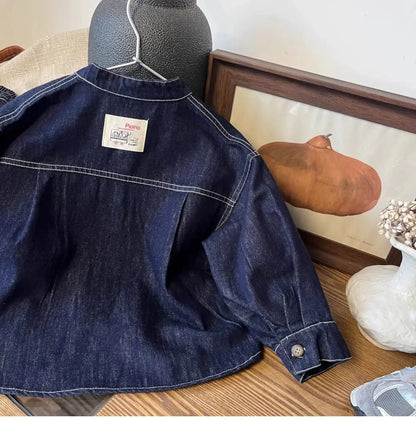 Korean Spring Autumn Sibling Costume Children's Loose Denim Jacket Jeans Suit Boys Girls Long Sleeve Top and Bottom 2 Pcs Set