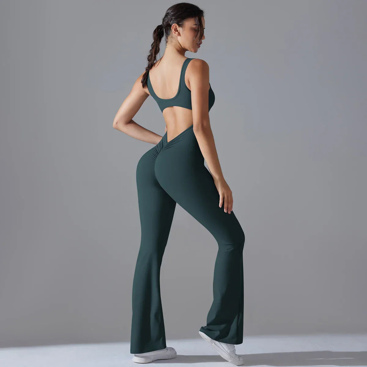 Sexy Back V Jumpsuit Gym Set Women Training Yoga Suit Sportswear Women Sports Jumpsuit Fitness Rompers Stretch Workout Bodysuits