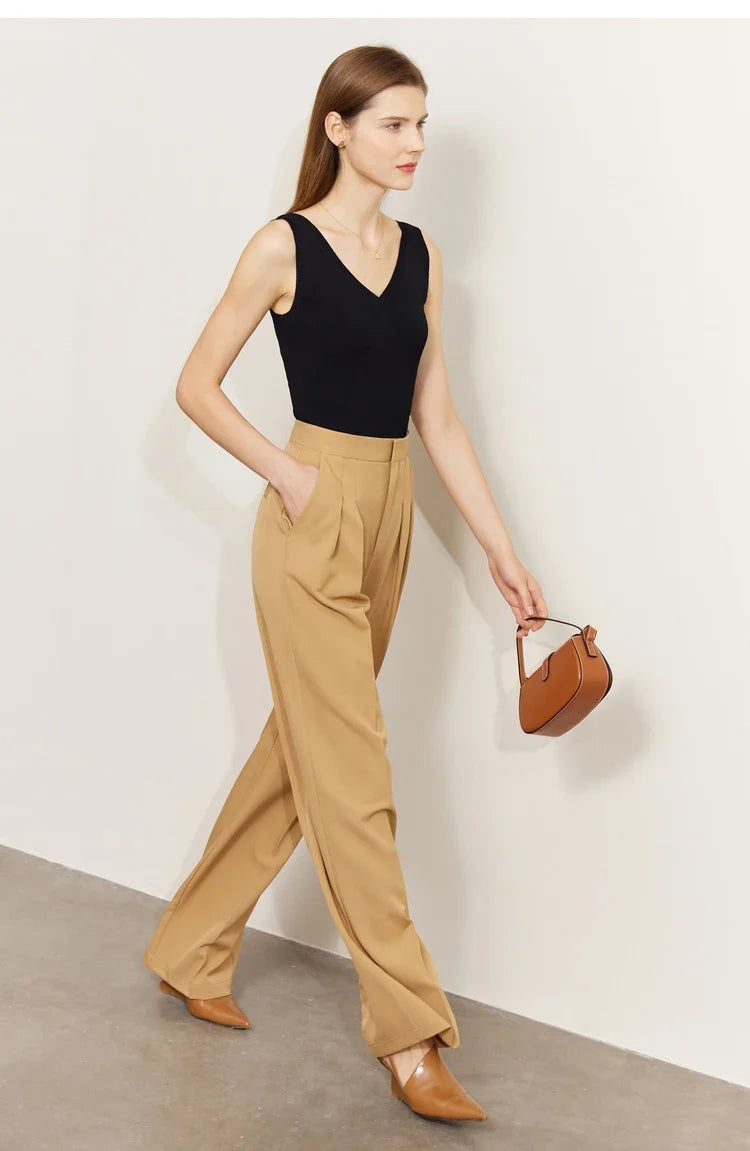 Minimalism Tank Top for Women 2025 Summer New Versatile V-neck fit Knitted Vest Camis Black Tops Women Clothing 72341028