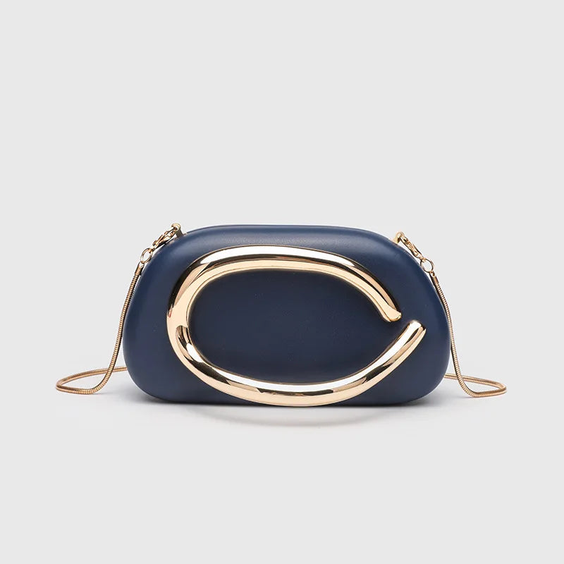 Classic round Box Handheld Dinner Bag Miniature Retro Metal Handle Chain Shoulder Strap Crossbody Bag Street Trend Hard PU Bag