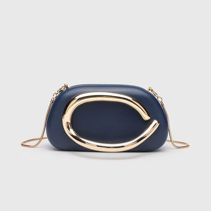 Classic round Box Handheld Dinner Bag Miniature Retro Metal Handle Chain Shoulder Strap Crossbody Bag Street Trend Hard PU Bag
