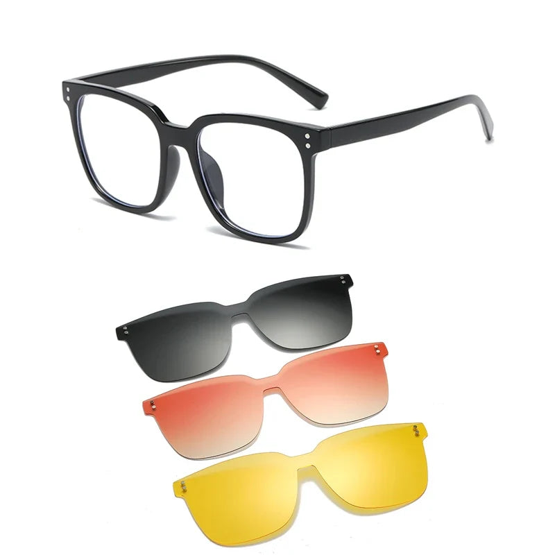 Cycling Polarized Clip On 6 In1 TR90 Myopia Sunglasses Women Magnet Sunshade Sun Glasses Eyeglasses Frame Come With Glasses Box