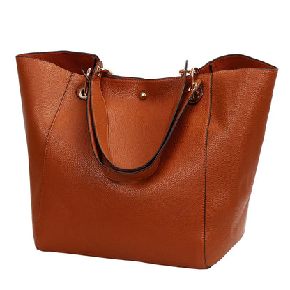 2PCS Luxury PU Leather Large Capacity Tote Bag Classic Women’s Handbag with Hand Coin Purse Top-Handle Shoulder Bag
