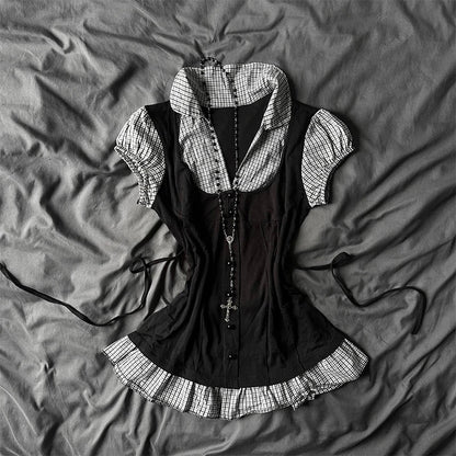Y2K Gothic Aesthetic Top Square Neck Women's Retro Harajuku Fashion Casual Fairy Style Sweet and Cute Emotional Girl