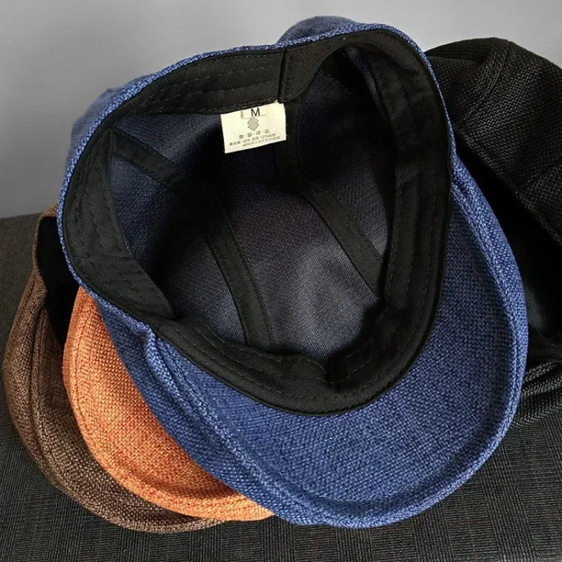 Big Size Summer Linen Solid Newsboy Caps Men and Women Painter Beret Hats Adult Casual Ventilate Sunprotection Advancing Hat