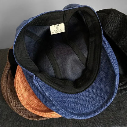 Big Size Summer Linen Solid Newsboy Caps Men and Women Painter Beret Hats Adult Casual Ventilate Sunprotection Advancing Hat