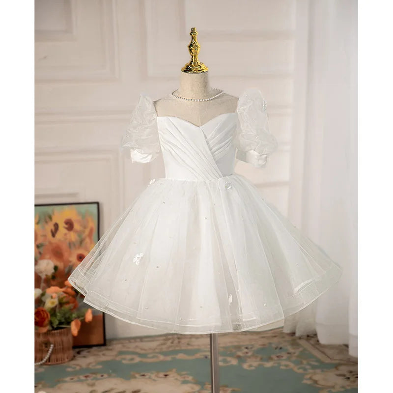 Classic Beading Princess Dresses For Kid Girls Birthday Party Infant Luxury Ball Gown Children Baptism Childen Formal Dresses