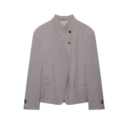2026 Spring Summer Women Going Out Blazers Fashion Half High Collar Elegant Luxury Casual Ladies Chic Blazers