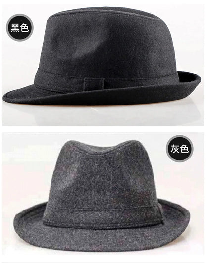 Winter Solid Woollen Fedoras For Men Top Jazz  Hat Adult Bowler Hats Classic Version Chapeau Hats