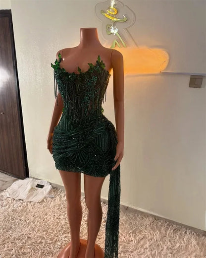 Sexy Short Prom Dress Beads Crystals Diamonds Birthday Party Gown Cocktail Homecoming Dresses Blackgirls Customized