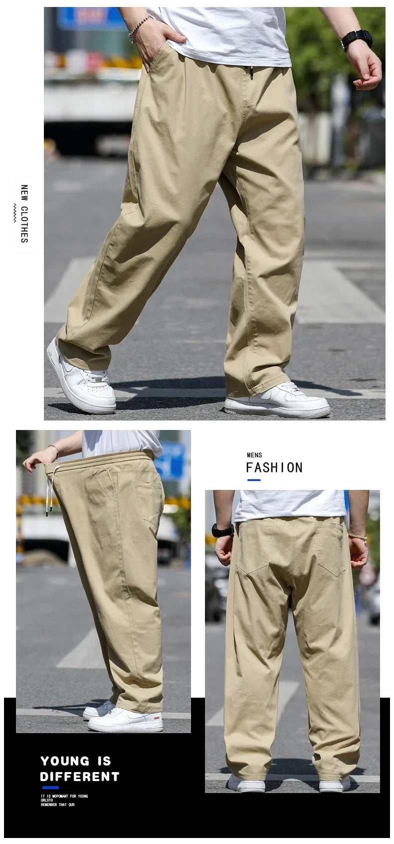 Men's Summer Workwear Pants Plus Size Loose Straight Leg Casual Trousers XL-8XL Big and Tall Large Summer Pants Asian Size